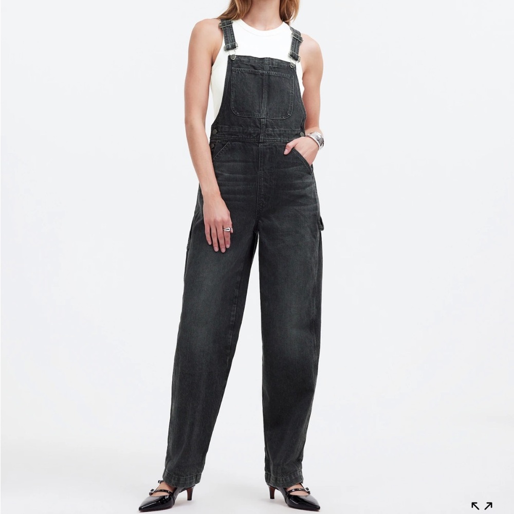 Madewell Black Denim Overalls Relaxed Fit
